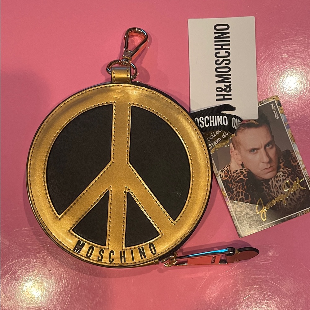 Moschino H&M Gold and Black Peace Coin Purse
